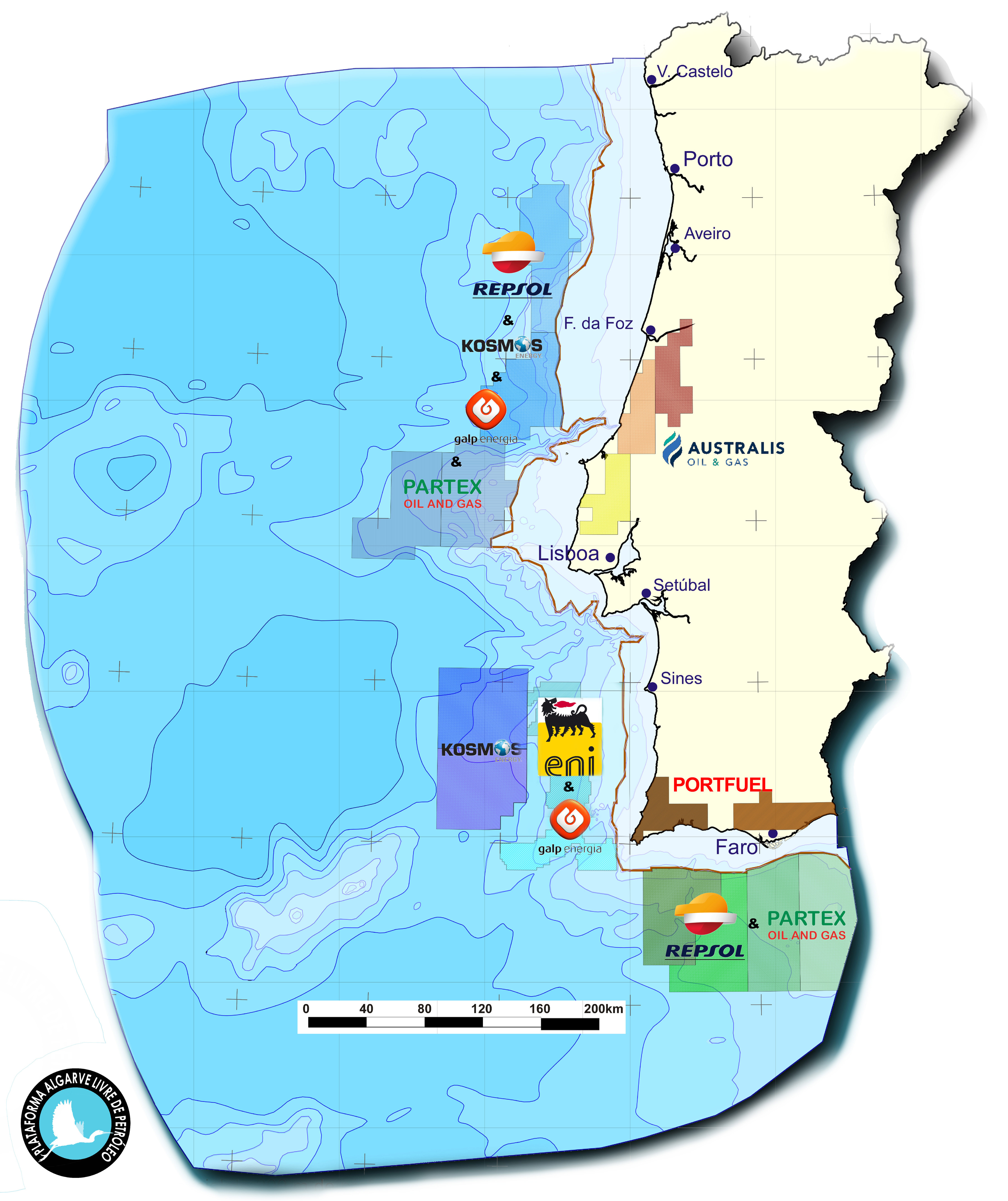 Concesiones de petróleo y gas en Portugal. (Fuente: ENMC y PALP)